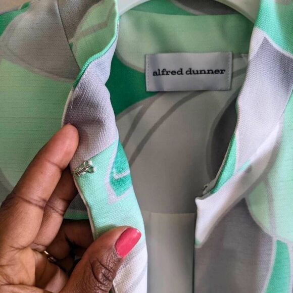 Alfred Dunner Blazer Women's Size 10 Green Gray Abstract Swing Jacket NWT Lined - Picture 10 of 11